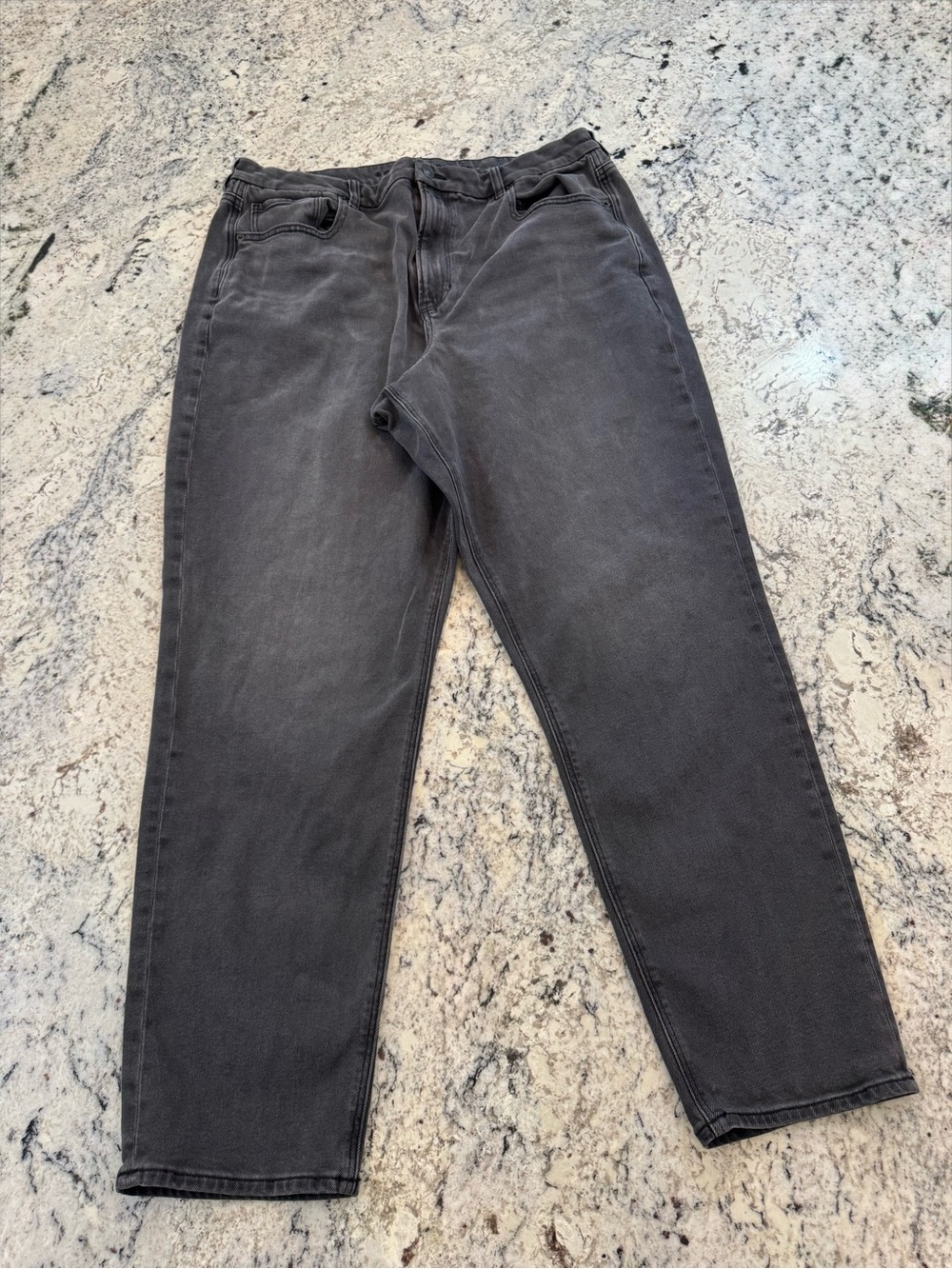 American Eagle Curvy Mom Jeans Gray Wash Stretch Denim Women’s 20 Long - Picture 2 of 10